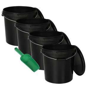 4x vedro 20 l ČIERNE na potraviny + lopatka 0,25 kg